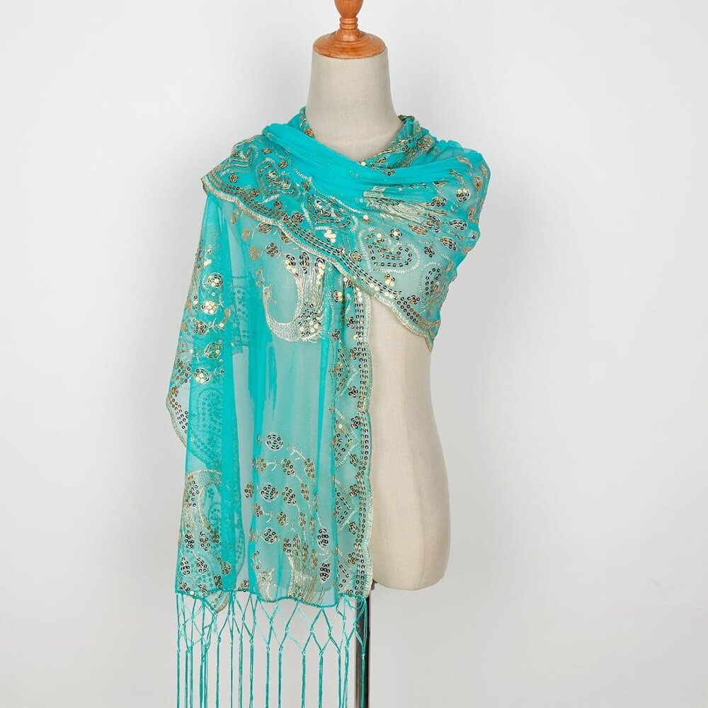Women's Glittering 1920s Scarf Mesh Sequin Weddin… - image 4